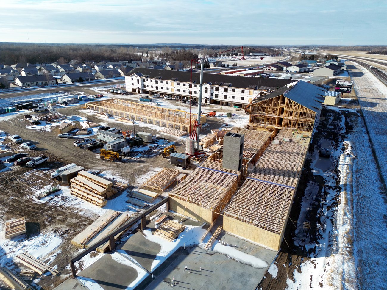 Large multifamily framing package from above